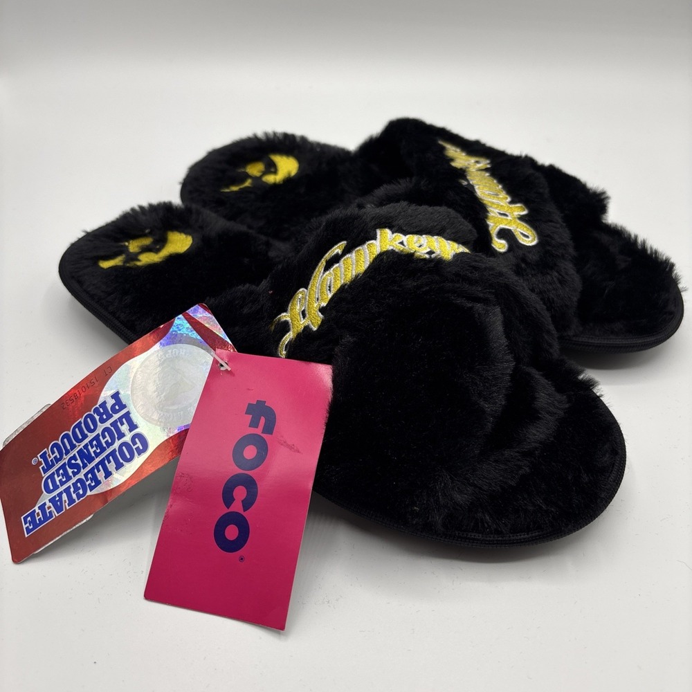 Iowa Hawkeyes Women's Fuzzy Slippers Size Medium‎ (7-8) New